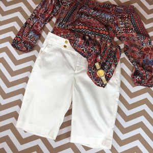 EUC CHAPS Bermuda Shorts White, Flat Front Size 4